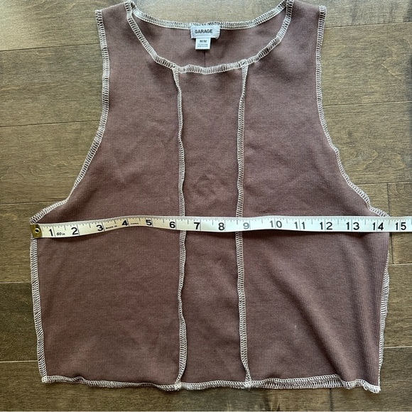 Garage Exposed Seams Cropped Muscle Tank Brown Size M - Picture 8 of 9